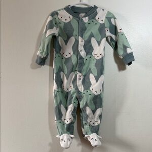 3/$20 Carter's Bunny Print Fleece Footie Sleeper, PRELOVED, 6M